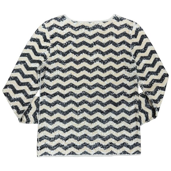 EUC Women's J. CREW‎ Chevron Zig Zag Sequin Tee Blouse | Size S - Picture 6 of 9